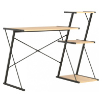 Písací stôl s policami drevotrieska / oceľ Dekorhome Čierna / dub,Písací stôl s policami drevotr