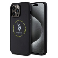 U.S. Polo PU Leather Printed Round Double Horse MagSafe Zadný Kryt pre iPhone 15 Pro Max Black