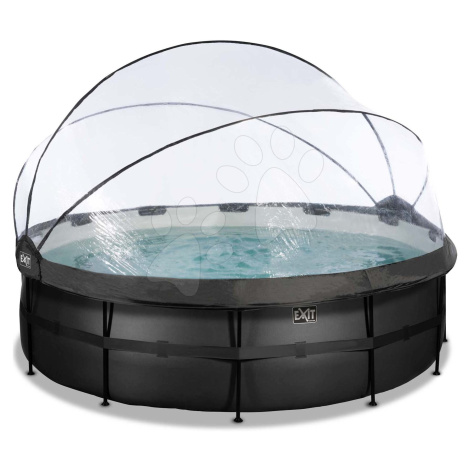 Bazén s krytom a pieskovou filtráciou Black Leather pool Exit Toys kruhový oceľová konštrukcia 4