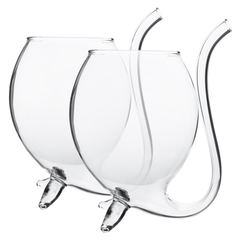 KONDELA Teary pohár na víno so zabudovanou slamkou (2 ks) 300 ml priehľadná Tempo Kondela