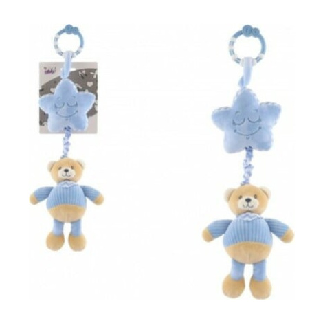 Medveď s hviezdou plyš, záves na postieľku/kolotoč, naťahovací hrací strojček 48cm modrý Teddies