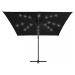 Konzolový slnečník s LED svetlami 250x250 cm Dekorhome Čierna,Konzolový slnečník s LED svetlami 