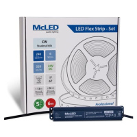 McLED  LED páska - sada 6 m, 240 LED/m, CW, 6 W/m, DC 24V, 520 lm/m, CRI90, IP67, 10 mm, vodič 3