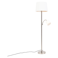 Inteligentná stojaca oceľová lampa s bielym tienidlom vrátane WiFi A60 a E14 - Retro