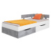 Študentská posteľ omega 120x200cm s úložným priestorom - biela/betón