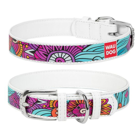 Kožený obojok WAUDOG Summer - biely 1,5 cm x 27 - 36 cm