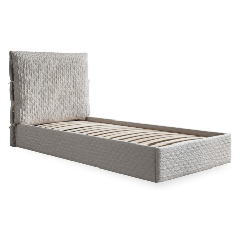 Béžová čalúnená jednolôžková posteľ s úložným priestorom s roštom 90x200 cm Sleepy Luna – Miufor Miuform