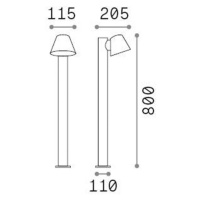 Plynové svetlo na cestu Ideal Lux, čierne, hliník, výška 80 cm