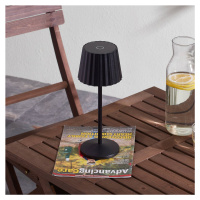 Lindby LED nabíjateľná stolová lampa Esali, čierna, hliník, 11 cm