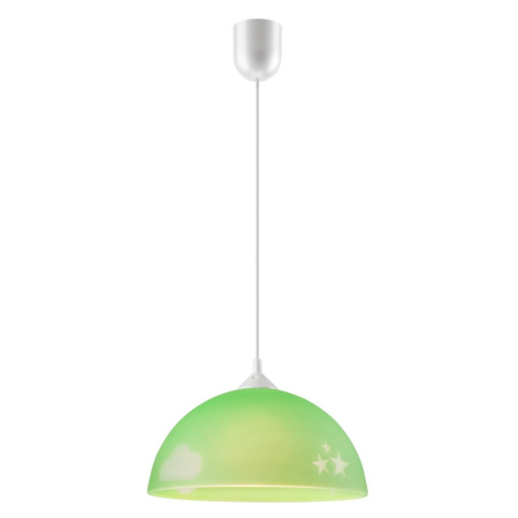 Zelené detské svietidlo so skleneným tienidlom ø 30 cm Day & Night – LAMKUR