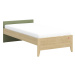 Študentská posteľ 100x200cm s čelom a prístelkou habitat - dub/zelená