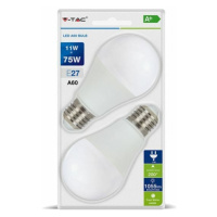 Žiarovka LED E27 11W, 6400K, 1055lm, 2-balenie, A60 VT-2111 (V-TAC)