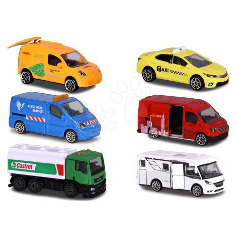 Autíčko mestské City Vehicles Majorette s pohyblivými časťami 7,5 cm dĺžka 6 rôznych druhov