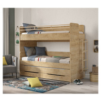 Poschodová posteľ s úložným priestorom a rebríkom cody 90x200cm - dub