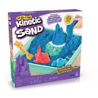 Kinetic Sand krabica s tekutým pieskom a podložkou modrá