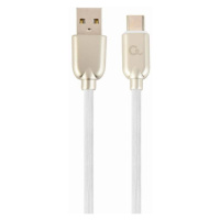 Kábel CABLEXPERT USB 2.0 AM na Type-C kábel (AM/CM), 2m, pogumovaný, biely, blister, PREMIUM QUA