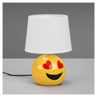 Stolová lampa Lovely so Smiley, látka, biela