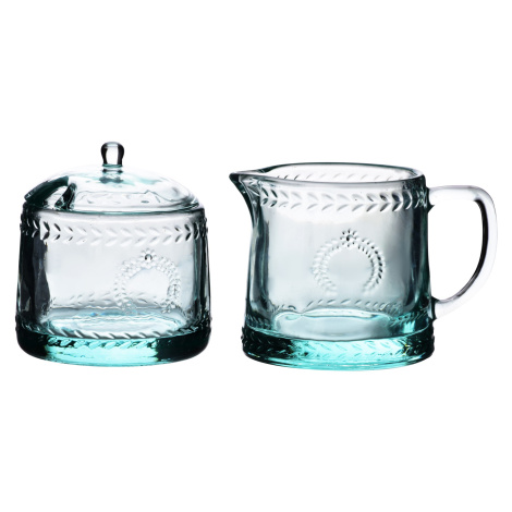 Sada cukřenky a konvičky na mléko ECILA čirá/zelená