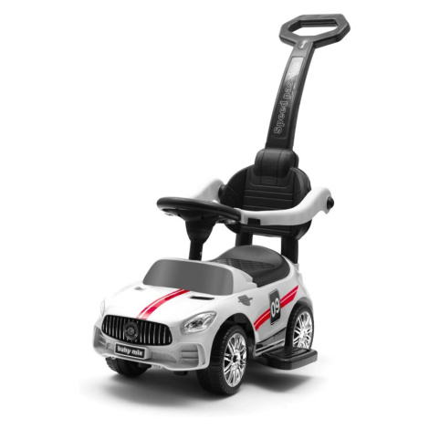Baby Mix Detská odrážadlo so zvukom a vodiacoutyčou Racer, biela