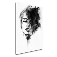 Impresi Obraz Maľovaný portrét ženy čiernobiely - 50 x 70 cm