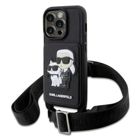 Kryt Karl Lagerfeld iPhone 14 Pro 6.1" hardcase black Crossbody Saffiano Karl & Choupette (KLHCP