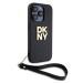 DKNY PU Leather Stack Logo Wrist Strap Apple iPhone 15 Pro DKHCP15LPBSWSK Black