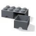 LEGO® úložný box 8 - so zásuvkou tmavo šedá 250 x 500 x 180 mm