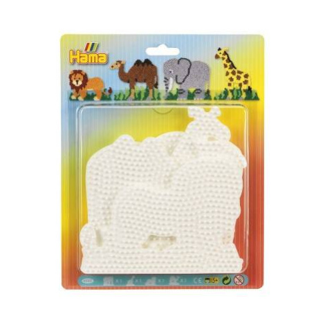 Podložka na zažehľovacie korálky Hama slon, žirafa, lev, ťava 4ks na karte 19x24cm