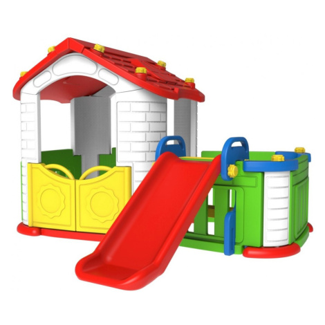 mamido Detský záhradný domček so šmýkačkou červený