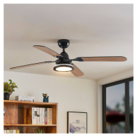 Stropný ventilátor Lucande LED Tedric, čierny, tichý, 133 cm