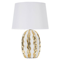 Keramická stolová lampa s textilným tienidlom v bielo-zlatej farbe (výška 48 cm) Glam Stary – Ma