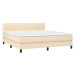 vidaXL Posteľný rám boxspring s matracom krémový 180x200 cm látka