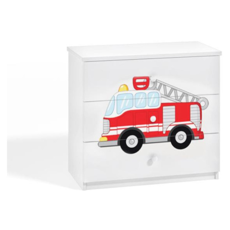 Detská komoda s obrázkom hasičského auta