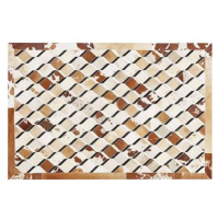 Kožený patchworkový koberec 140 × 200 cm hnedý SERINOVA, 237769