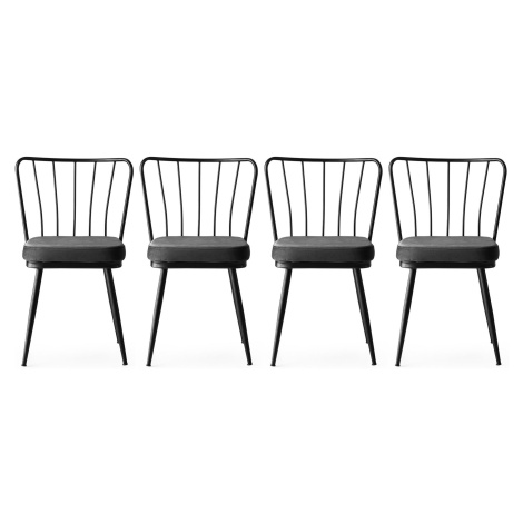 Súprava 4 ks jedálenských stoličiek Yildiz čierna/tmavosivá Kalune Design
