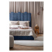 Modrá čalúnená dvojlôžková posteľ s úložným priestorom s roštom 140x200 cm Dreamy Aurora – Miufo