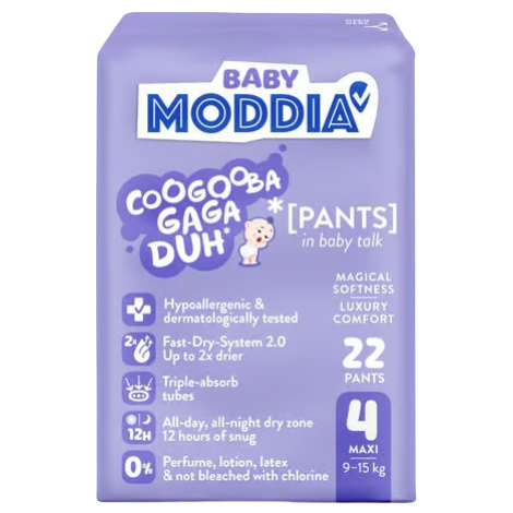 MODDIA BABY Plienkové nohavičky 4 Maxi (9–15 kg), 22 ks