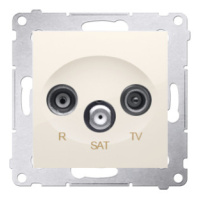 Anténná zásuvka R-TV-SAT priechodná, tlm.:10dB, krémová