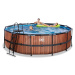 Bazén s pieskovou filtráciou Wood pool Exit Toys kruhový oceľová konštrukcia 488*122 cm hnedý od