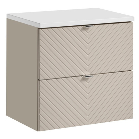 Závěsná skříňka pod umyvadlo Viva Cashmere s deskou 60 cm kašmír/bílá Comad