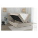 Bielo-krémová čalúnená dvojlôžková posteľ s úložným priestorom 200x200 cm Flip – Ropez
