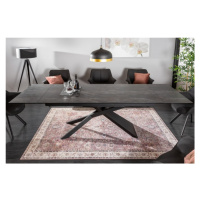 Estila Moderný rozkladací sivý jedálenský stôl Marmol s keramickou doskou a čiernou prekríženou 