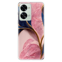 Odolné silikónové puzdro iSaprio - Pink Blue Leaves - OnePlus Nord 2T 5G