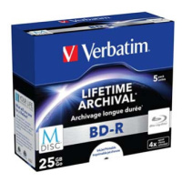 Verbatim M-DISC BD-R, Single layer Single layer/Injekt printable, 25GB, jewel box, 43823, 4x, 5-