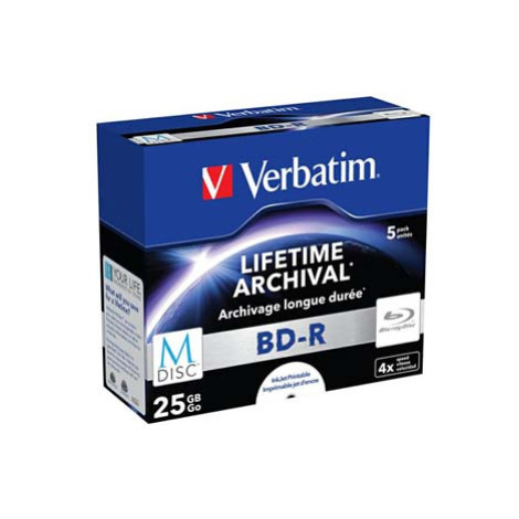 Verbatim M-DISC BD-R, Single layer Single layer/Injekt printable, 25GB, jewel box, 43823, 4x, 5-