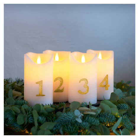 LED sviečka Sara Advent 4ks výška 12,5cm biela/zlatá SIRIUS