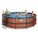 Bazén s filtráciou Wood pool Exit Toys kruhový oceľová konštrukcia 450*122 cm hnedý od 6 rokov