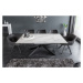 Estila Moderný rozkladací bielo-sivý mramorový jedálenský stôl Marmol s asymetrickými kovovými n