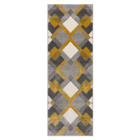 Běhoun Hand Carved Nimbus Grey/Ochre - 80x230 cm Flair Rugs koberce