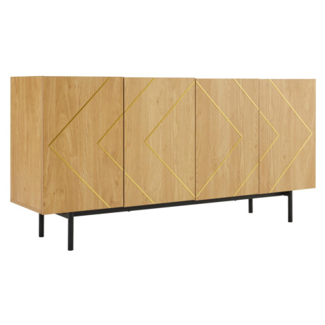 Urban Meuble KOMODA, 4 dverami, kov-inlay, bezúchytové design, naturholz vielseitige kommode bei